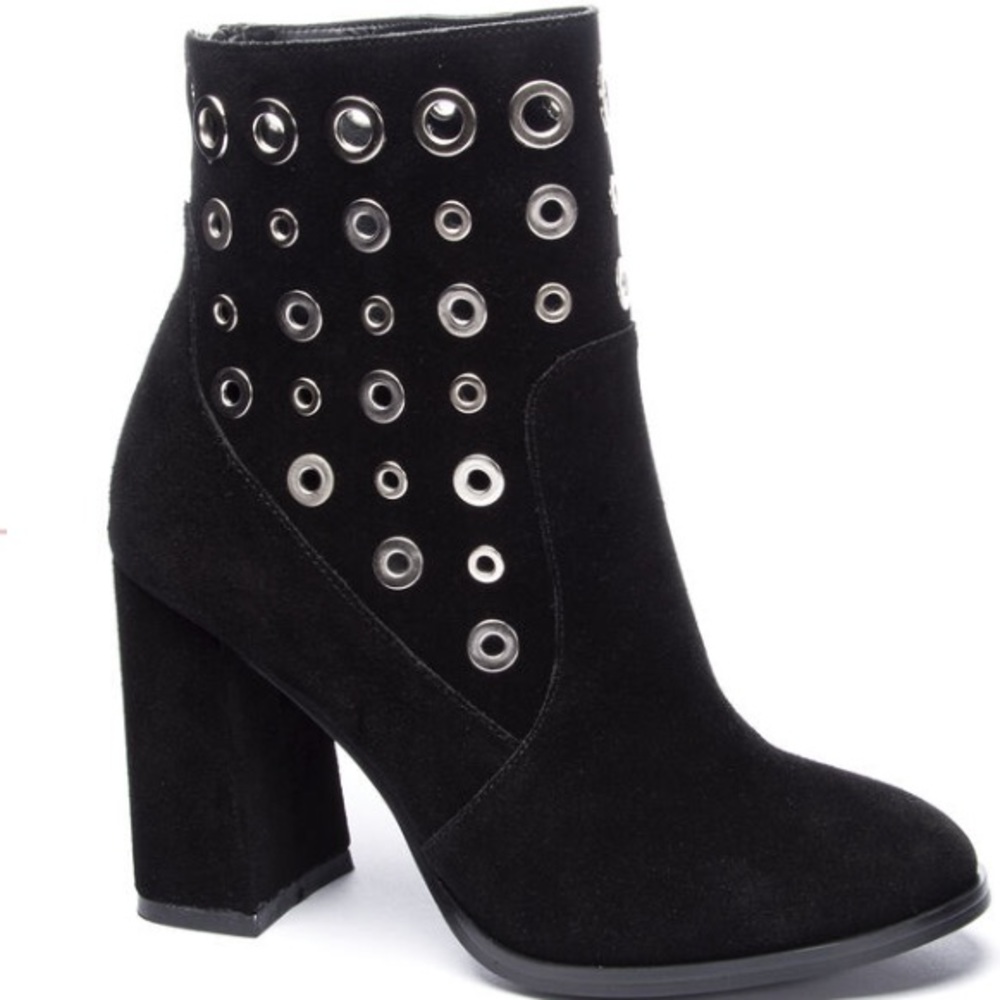 Brand New Black Block Heel Suede Booties